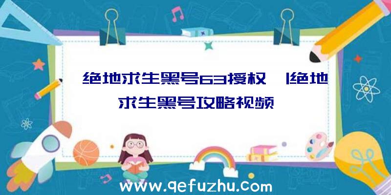 「绝地求生黑号63授权」|绝地求生黑号攻略视频